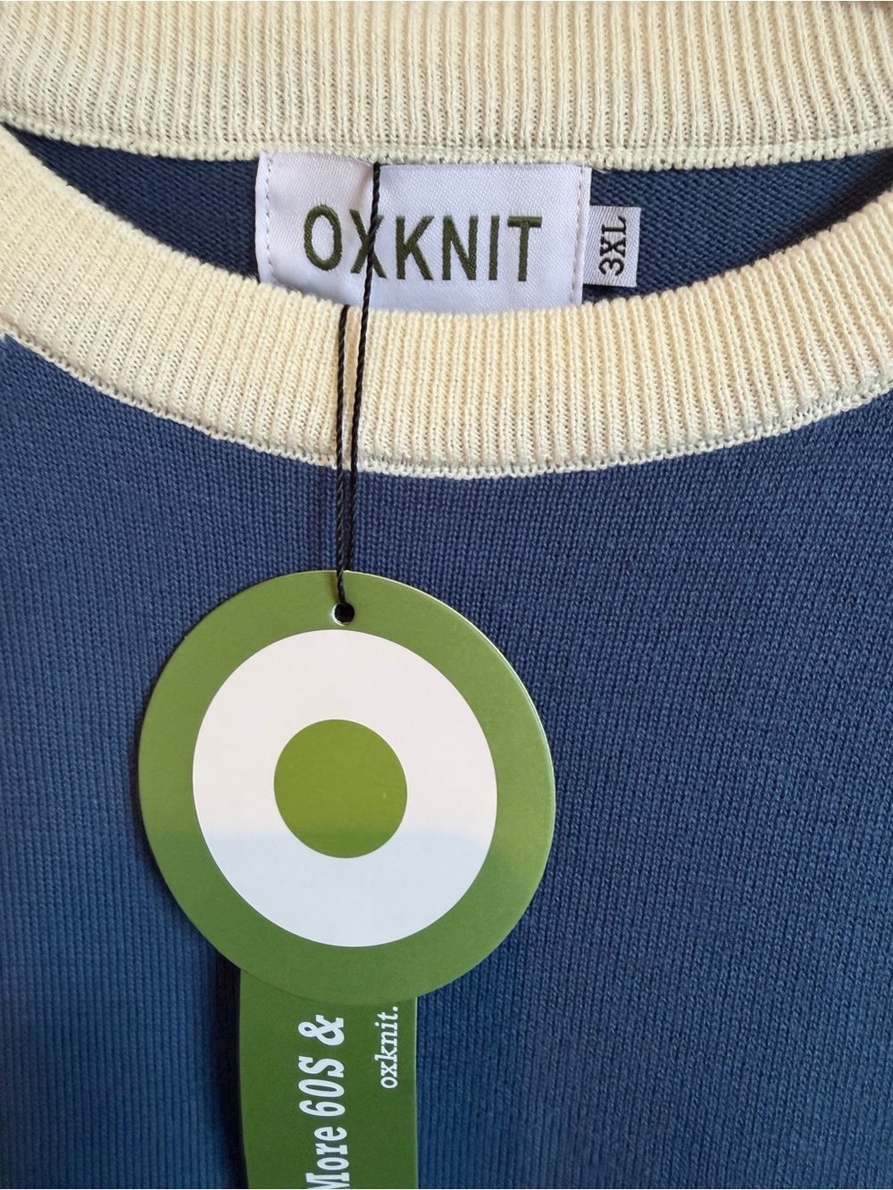 OKKNIT Colorblock Knit Top - Navy, Red, White, Mustard 100% Cotton - Picture 5 of 6